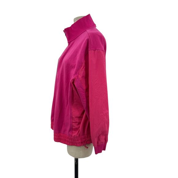 Athleta Triumph Hybrid Half Zip Sweatshirt Top Cinched Pink Size Large - Picture 6 of 11